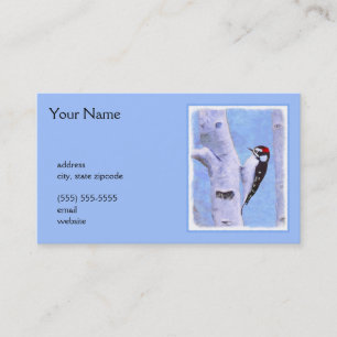Carte De Visite Peinture Downy Woodpecker - Art original pour oise