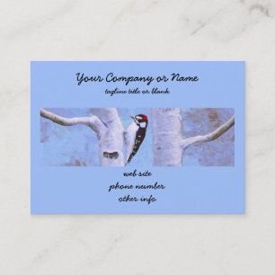 Carte De Visite Peinture Downy Woodpecker - Art original pour oise