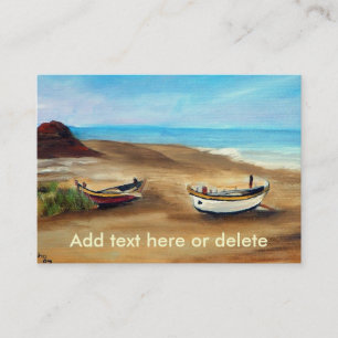 Carte De Visite Peinture d'un vieux bateau de pêche sur la plage
