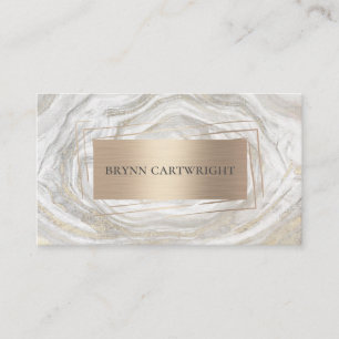Carte De Visite Peinture en marbre blanc et or moderne Élégant
