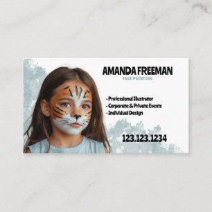 Carte De Visite Peinture faciale stylisée bleu et blanc