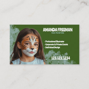 Carte De Visite Peinture faciale stylisée bleu et vert
