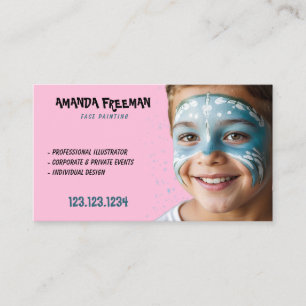 Carte De Visite Peinture faciale unique bleu et rose pour enfants