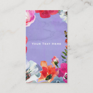 Carte De Visite Peinture florale moderne chic et violet gras