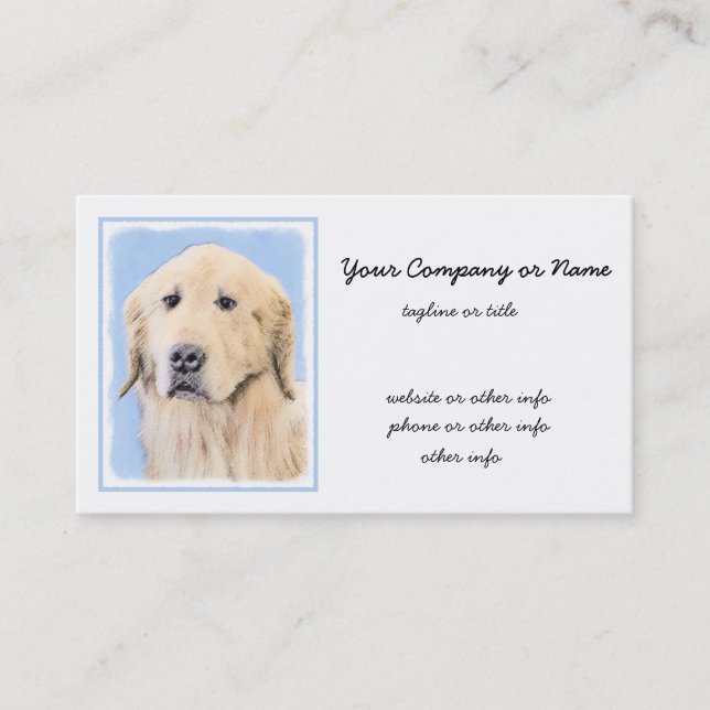 Carte De Visite Peinture Golden Retriever - Joli art original chie (Devant)