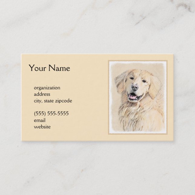 Carte De Visite Peinture Golden Retriever - Joli art original chie (Devant)