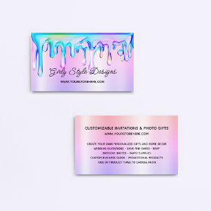 Carte De Visite Peinture holographique gouttes Pastel Arc-en-ciel 