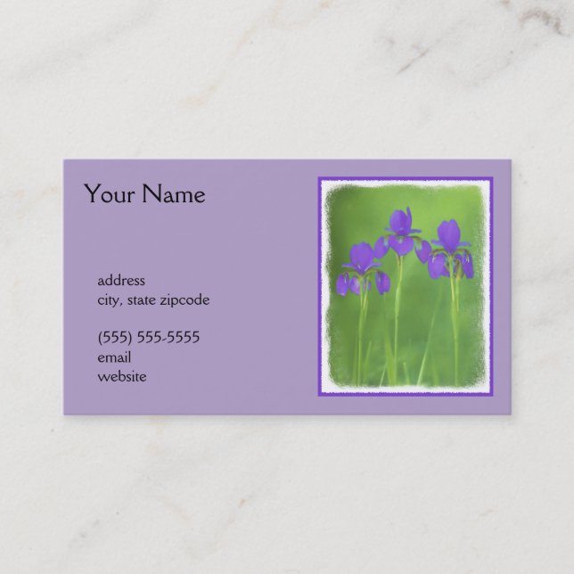 Carte De Visite Peinture Iris Violet - Art Fleur Originale (Devant)