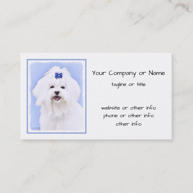 Carte De Visite Peinture maltaise - Joli art original pour chien (Devant)