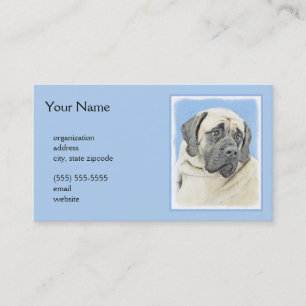 Carte De Visite Peinture Mastiff (Fawn) anglaise - Art Chien origi