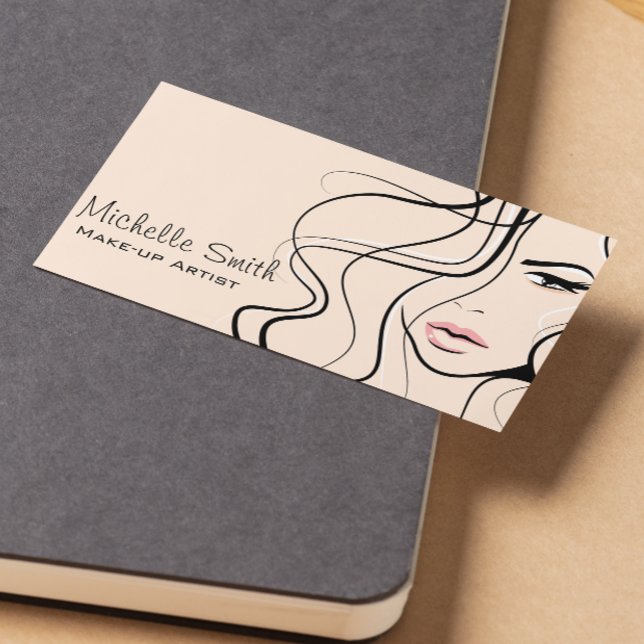 Carte De Visite Peinture minimaliste Pastel Peach Élégante maquill (Créateur téléchargé)