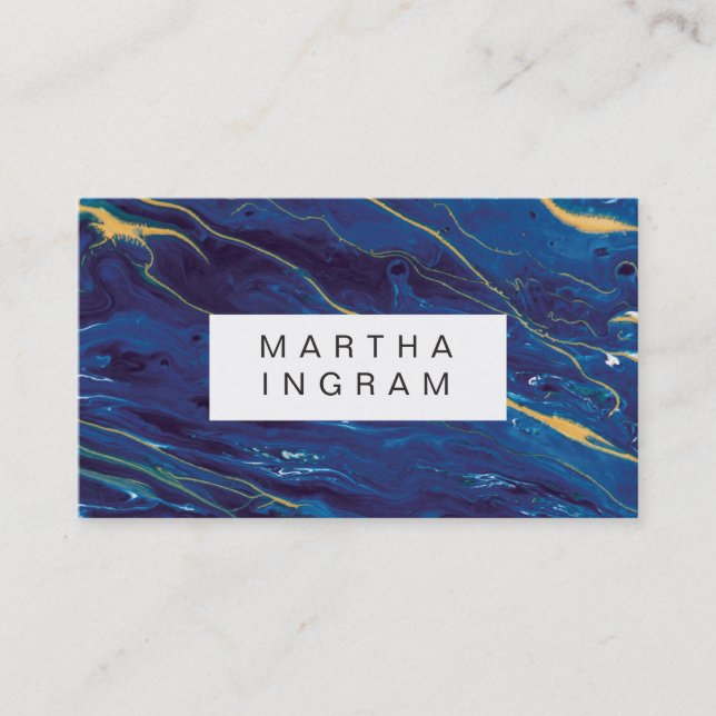 Carte De Visite Peinture moderne Design créatif Bleu Abstrait (Devant)