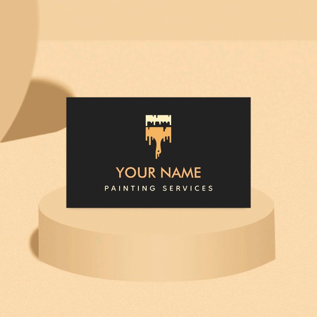 Carte De Visite Peinture moderne Lissage minimal Élégant noir (Créateur téléchargé)
