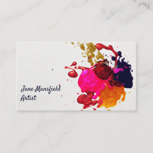 Carte De Visite Peinture moderne violet rose rouge or