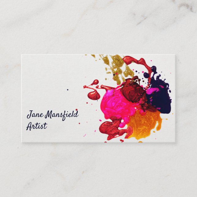 Carte De Visite Peinture moderne violet rose rouge or (Devant)