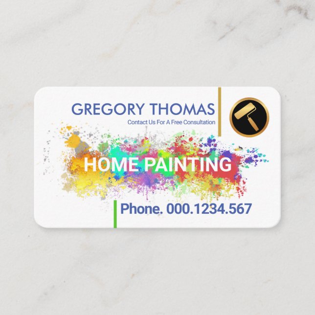 Carte De Visite Peinture murale blanche Splatter Home Peinture (Devant)