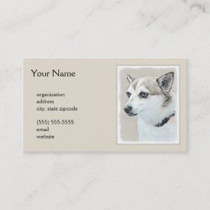 Carte De Visite Peinture norvégienne Lundehund - Art original chie