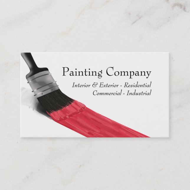 Carte De Visite Peinture Peintre Service Société Pinceau Rouge (Devant)