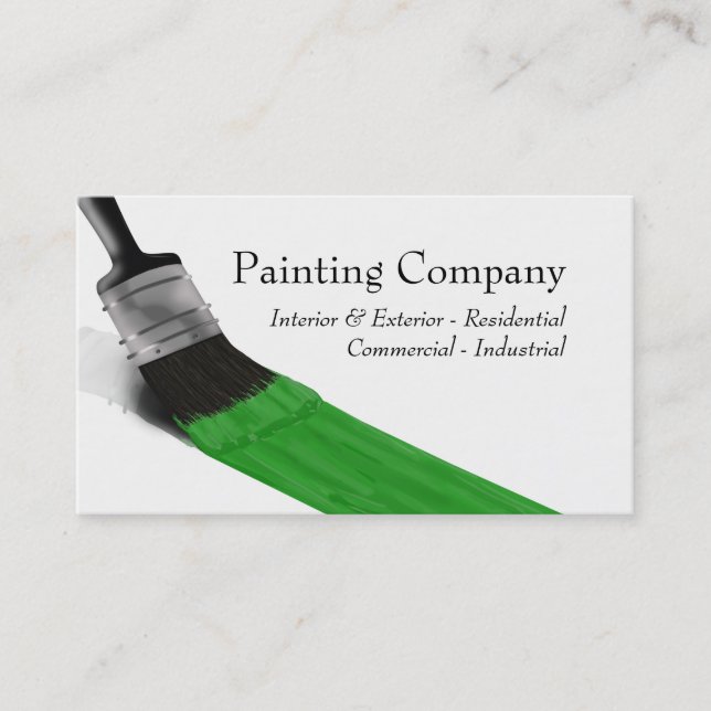 Carte De Visite Peinture Peintre Service Société Pinceau vert (Devant)