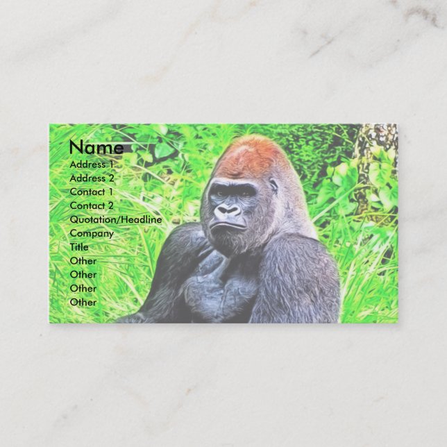 Carte De Visite Peinture photo de Silverback Gorilla (Devant)