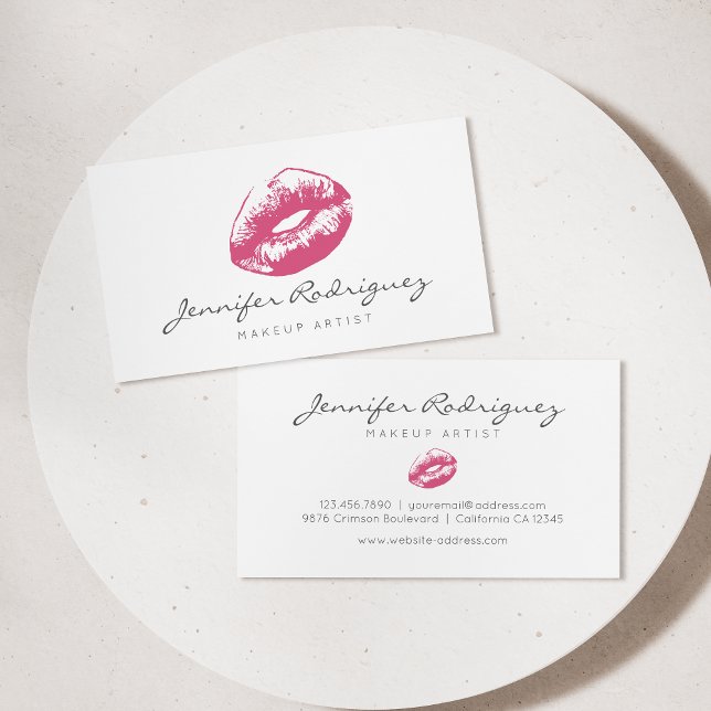 Carte De Visite Peinture rose Lipstick maquillage Artiste Cosmétiq (Créateur téléchargé)