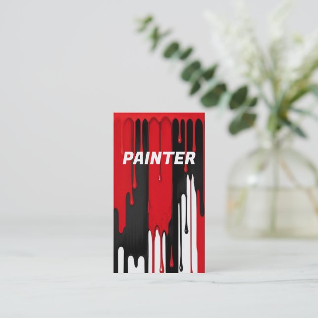 Carte De Visite Peinture rouge et blanche Peinture (Debout devant)