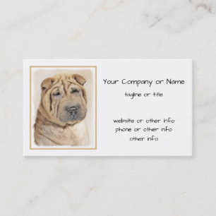 Carte De Visite Peinture Shar Pei - Cute Original Chien Art