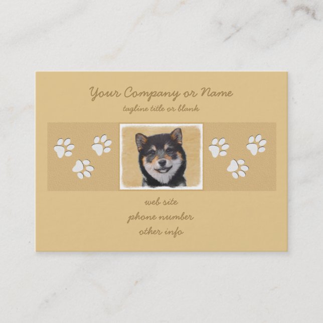 Carte De Visite Peinture Shiba Inu (Noir et Tan) - Art Chien (Devant)