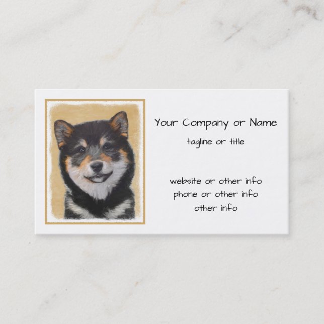 Carte De Visite Peinture Shiba Inu (Noir et Tan) - Art Chien (Devant)