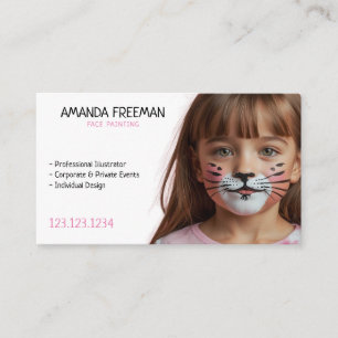 Carte De Visite Peinture simple à visage rose et blanc pour enfant
