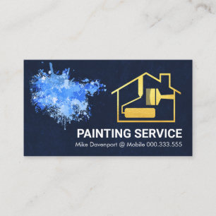 Carte De Visite Peinture Splatter Or Accueil Peinture de pinceau