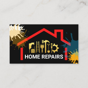 Carte De Visite Peinture Splatter Or Handyman Outils Bâtiment