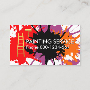 Carte De Visite Peinture Splatter Rouleau Brosse Peinture Échelle