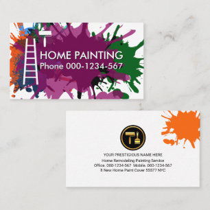 Carte De Visite Peinture Splatter Rouleau Brosse Peinture Échelle