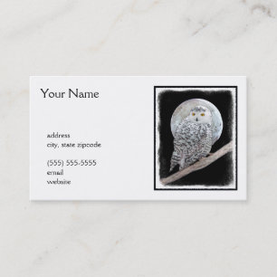 Carte De Visite Peinture sur la Chouette neigeuse et la Lune - Art