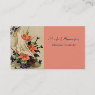 Carte De Visite Peinture vintage - Fleurs dans un voilier.