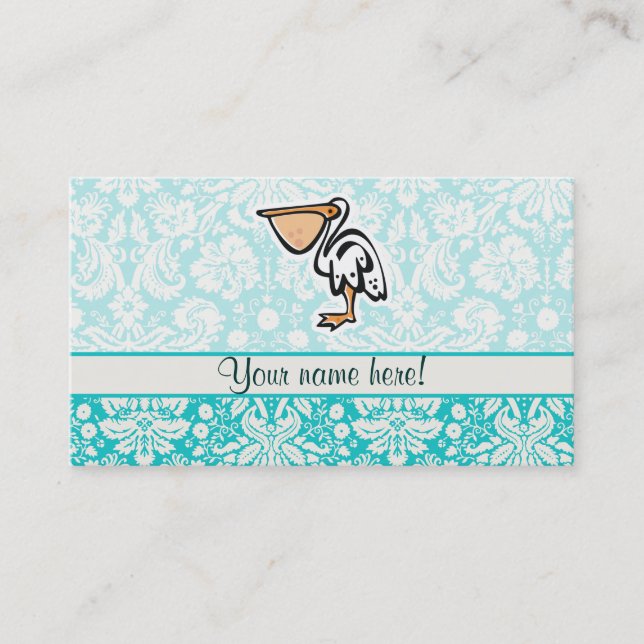 Carte De Visite Pélican mignon ; Teal (Devant)