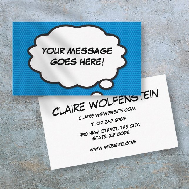Carte De Visite Pense Buble Fun Retro Comic Livre Bleu (Think Bubble Fun Retro Comic Book Blue Business Card)