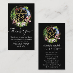 Carte De Visite Pentacle Nature Fleurs de couronne Boho Black Busi