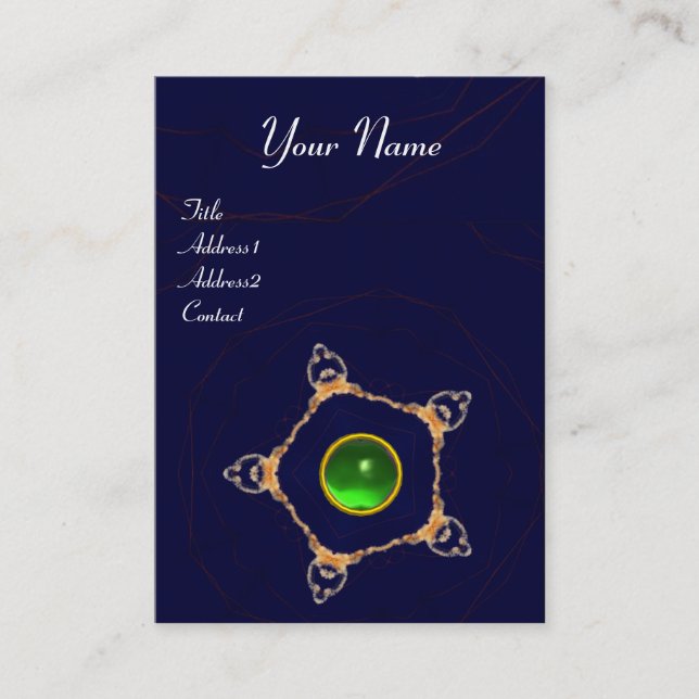 Carte De Visite PENTAGON Monogramme vert émeraude, bleu (Devant)