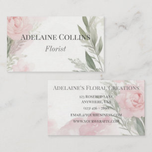 Carte De Visite Peonies roses minimalistes Aquarelle Floriste