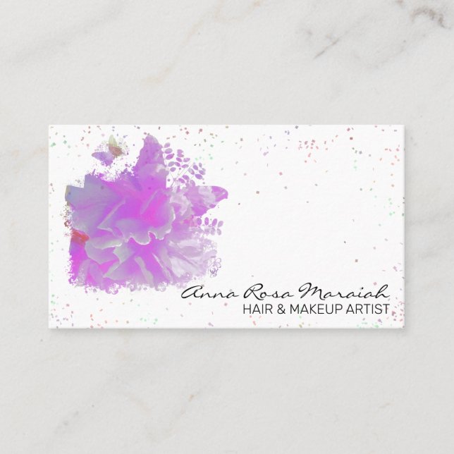 Carte De Visite *~* Peony rose Peony Original Peinture Papillon Ar (Devant)