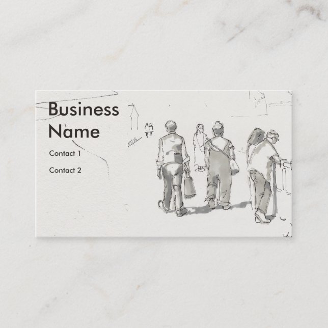 Carte De Visite People walking along prmenade drawing (Devant)