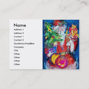 CARTE DE VISITE PÈRE NOËL AVEC ARBRE DE NOËL ET CADEAUX