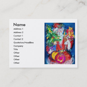 CARTE DE VISITE PÈRE NOËL AVEC ARBRE DE NOËL ET CADEAUX