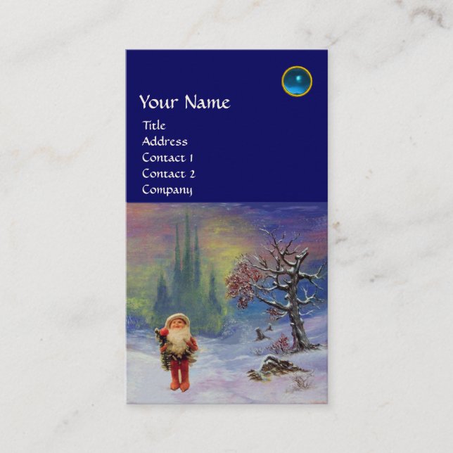 Carte De Visite PÈRE NOËL DES GNOMES MONOGRAM Blue Sapphire (Devant)