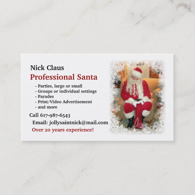 Carte de visite : Père Noël professionnel (Devant)