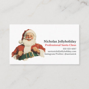 Carte De Visite Père Noël professionnel Retro Vintage informel