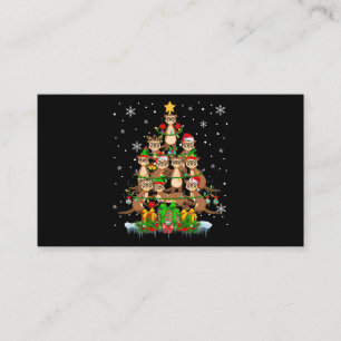 Carte De Visite Père Noël Reindeer Elf Ferrets Christmas Tree Lumi