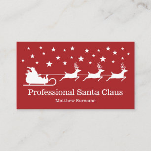 Carte De Visite Père Noël Rouge Traîneau Service Professionnel de